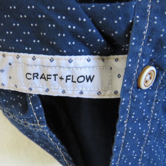 Craft + Flow* Men's Short Sleeve Button Down Curved Hem Pocket BOHO Shirt~ Small - Picture 5 of 14